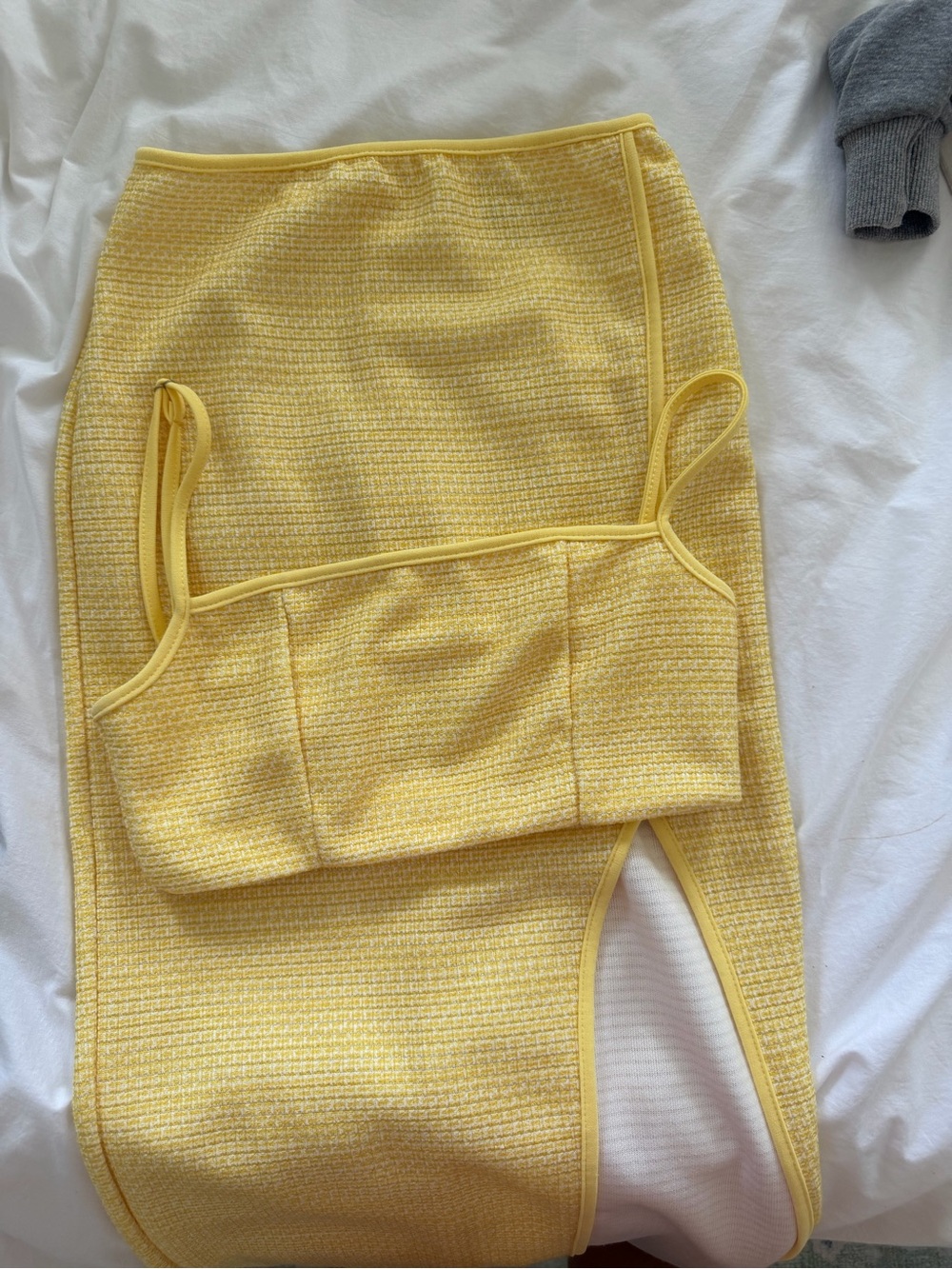 Princess Polly Yellow Tweed Pencil Skirt Set - Women's Stylish High-Rise Skirt
